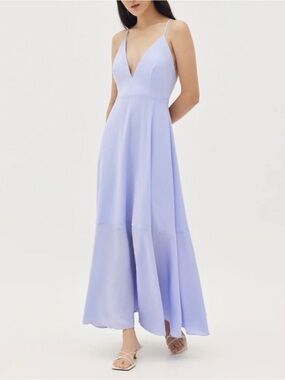 Lavender Halter V-Neck Maxi Dress
